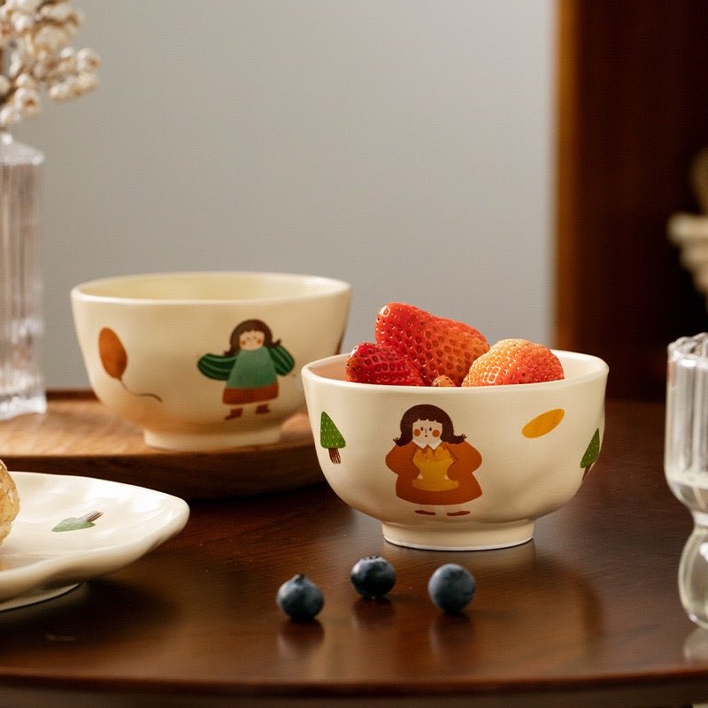 Vintage Girl Series Ceramic Dinnerware Set | Charming Vintage Aesthetics - Wuli Home