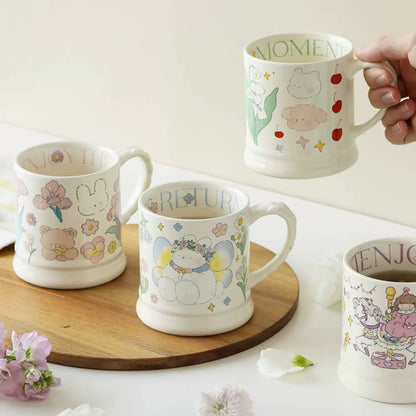 Whimsical Cartoon Floral Series Coffee Mug | High-quality Glazed Ceramic, 340ML Capacity - Wuli Home