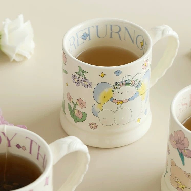 Whimsical Cartoon Floral Series Coffee Mug | High-quality Glazed Ceramic, 340ML Capacity - Wuli Home