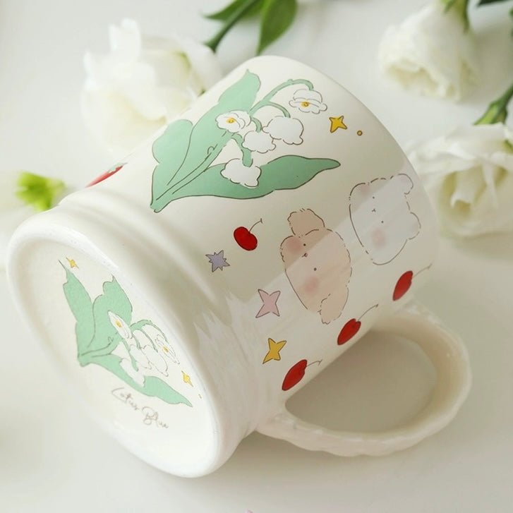 Whimsical Cartoon Floral Series Coffee Mug | High-quality Glazed Ceramic, 340ML Capacity - Wuli Home