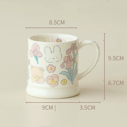 Whimsical Cartoon Floral Series Coffee Mug | High-quality Glazed Ceramic, 340ML Capacity - Wuli Home