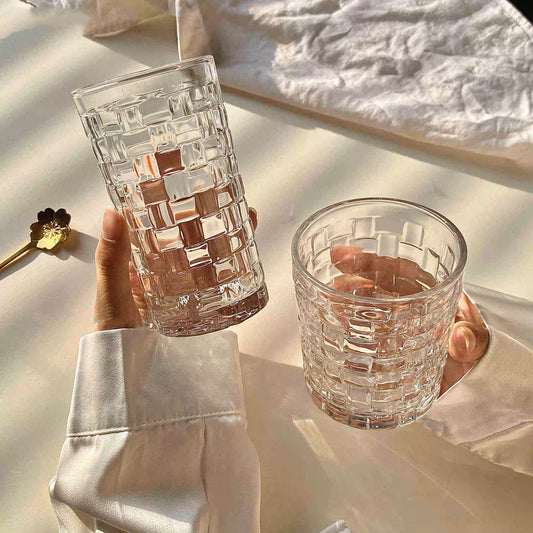 Woven Relief Glass Mug - Simplicity Meets Elegance, 280ML/300ML Capacity - Wuli Home